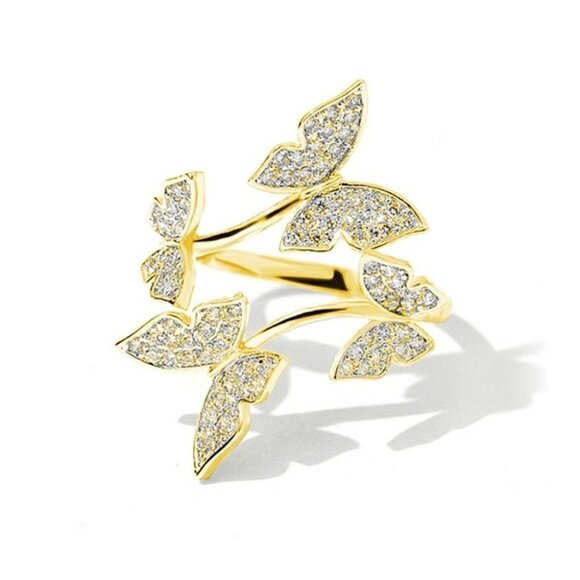 Sweet Open Twisted Resizable Butterfly Rings for Women, EVGG1401 - Picture 1 of 7